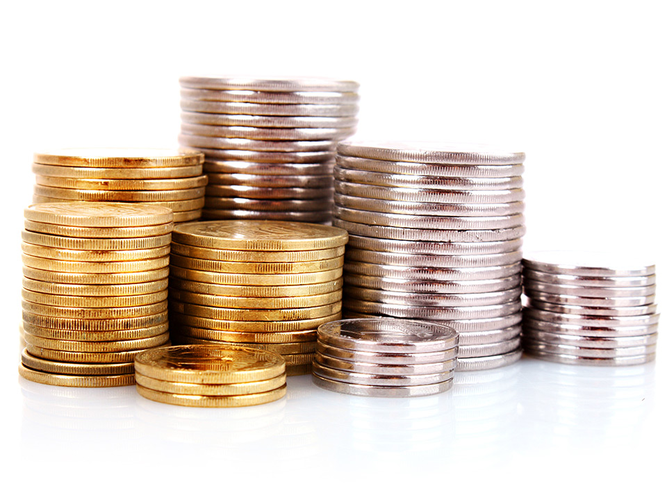Moedas de ouro e prata 